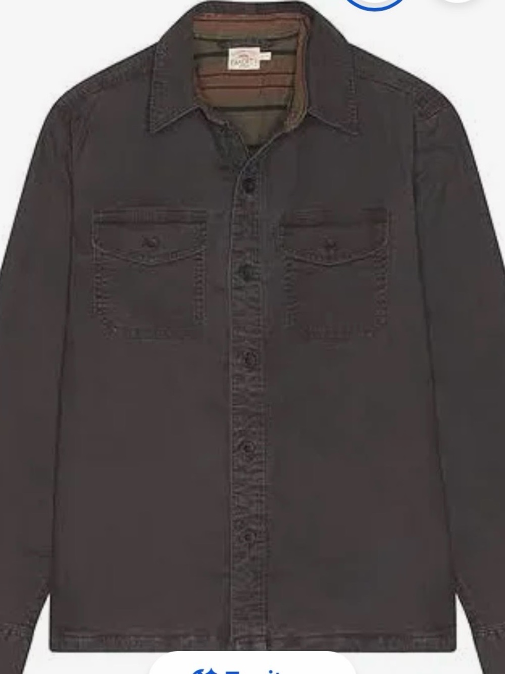 Faherty Men's Lakeside CPO Shirt Jacket Charcoal Size L Worn Only Few Times